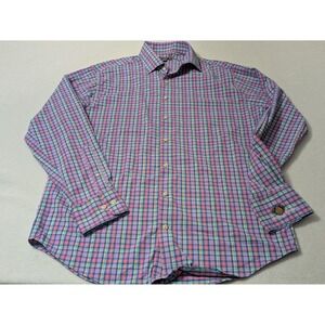Peter Millar Large Pink Summer Comfort Long Sleeve Button Down Shirt Mid Lines